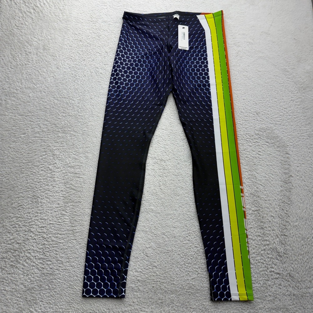 RUFSKIN Carbon Mens Large Blue‎ Honeycomb Print Athletic Leggings Tights NWT USA